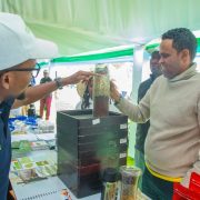 Hon. Hussein Bashe, Minister of Agriculture at AGRI-CONNECT booth during the International Agricultural Exhibitions – Mbeya.